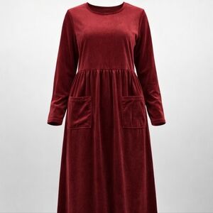 Vintage Style Studio Burgundy Long Sleeve Velvet Dress Made In USA Size Small